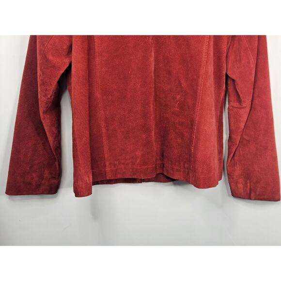 Vintage Geoffrey Beene Sport Blazer Red Suede Jacket Leather Coat Funky Academia - Picture 7 of 10